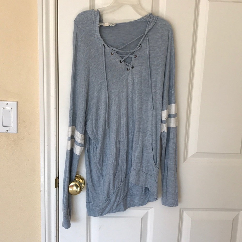 Soft blue and white sweatshirt
